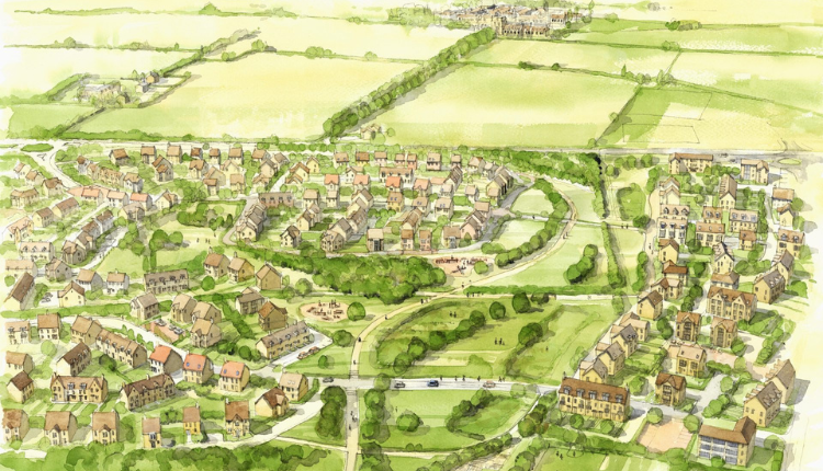 Illustrated view of the Chesterton residential development near Cirencester