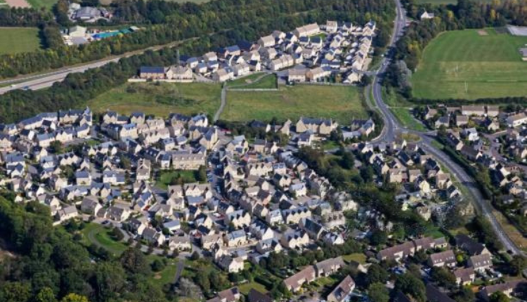 Aerial view of Siddington village near Cirencester