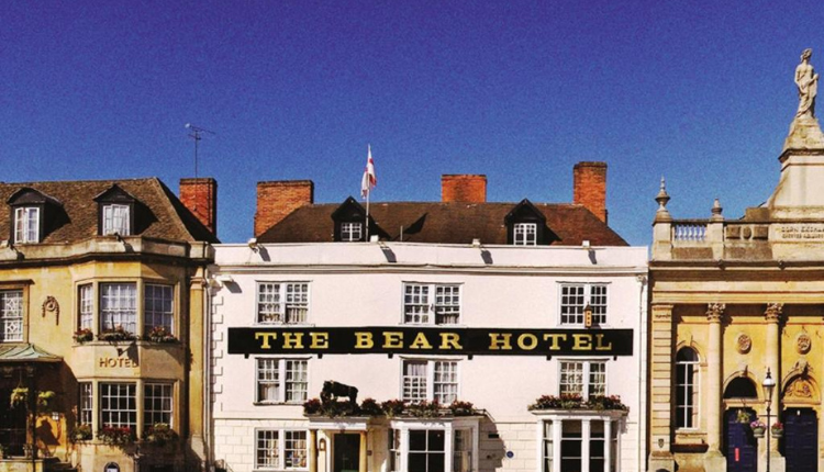 The Bear Hotel in Devizes, a historic coaching inn with a white Georgian façade on the town marketplace